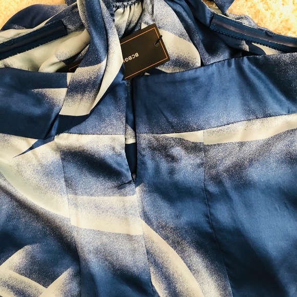 BCBG MaxAzria one-shoulder silk top in a pretty watercolor print - Picture 7 of 8